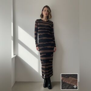 Elegant Striped Long Sleeve Dress